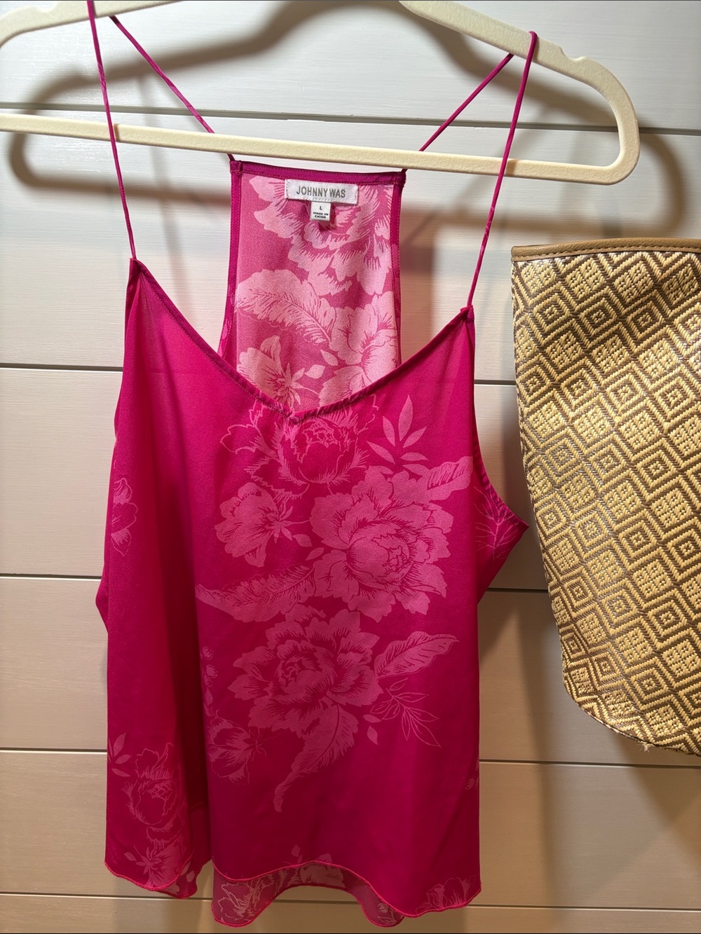 Johnny Was Hot Pink Floral Silk Camisole